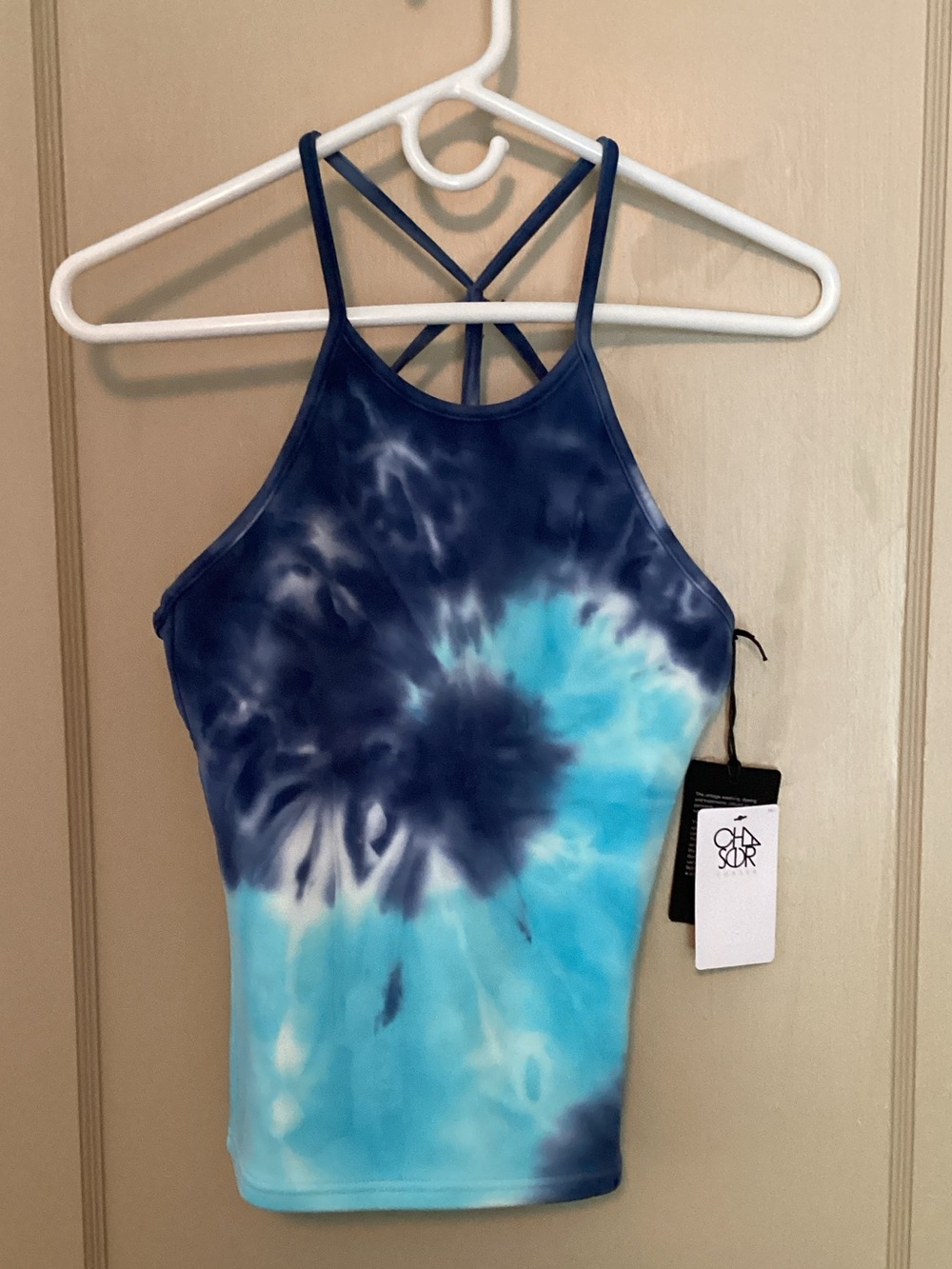 Blue Tie-Dye Strappy Tank Top